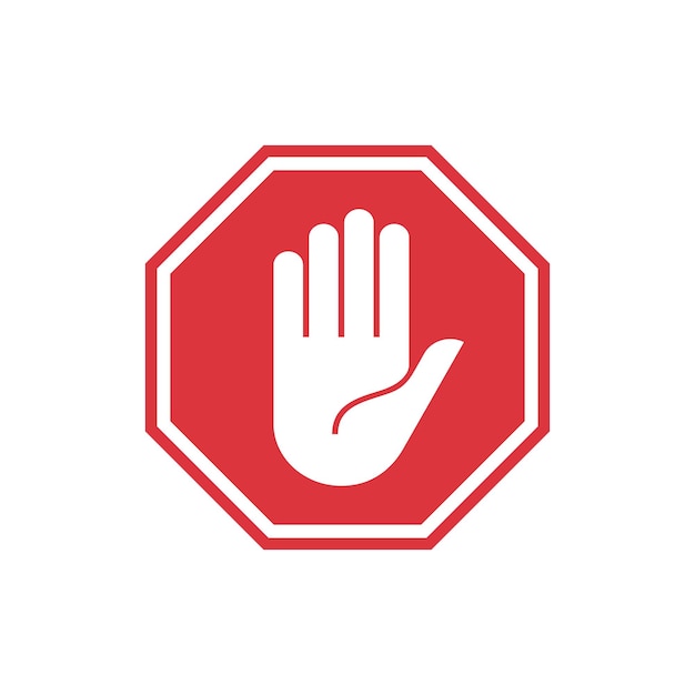 Vector stop sign with a hand isolated on a white background