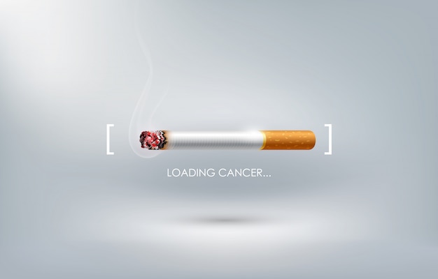 Stop smoking concept advertisement, cigarette burning as cancer loading bar, world no tobacco day,