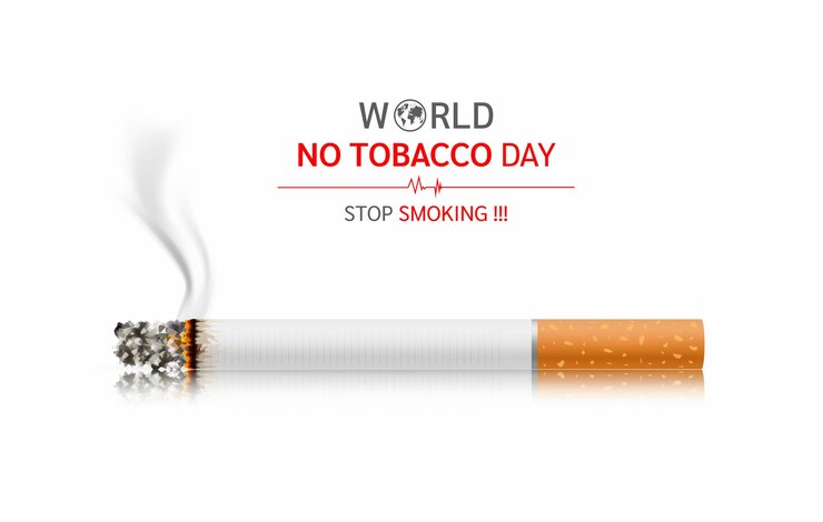 Stop smoking concept for health World No Tobacco Day May 31 Cylindrical roll wrapped in paper