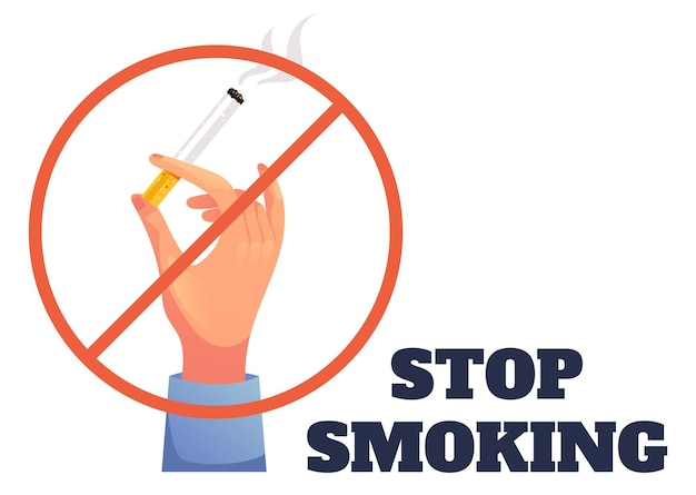 Stop smoking no cigarette bad addiction concept graphic design illustration element