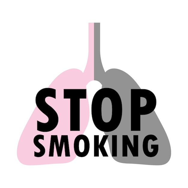 Stop smoking no tobacco day vector illustration of cartoon pinkgray lungs dangers of smoking