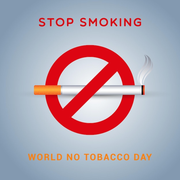 Stop smoking world no tobacco day with forbidden sign awareness social media post design template