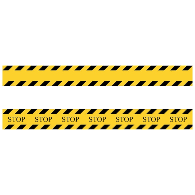 Stop symbol stripe yellow and black set stripes