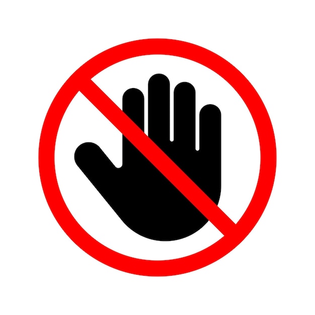 Vector stop teken verboden teken met stop hand icoon raak niet aan vector illustratie
