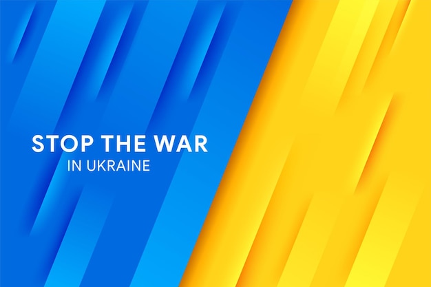 Вектор Остановить войну в украине флаг сине-желтый баннер против концепции молиться украина