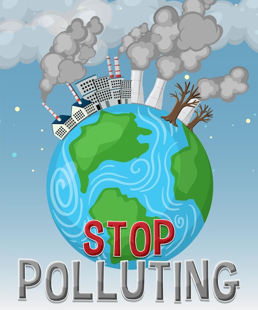 Stop vervuiling banner vector concept