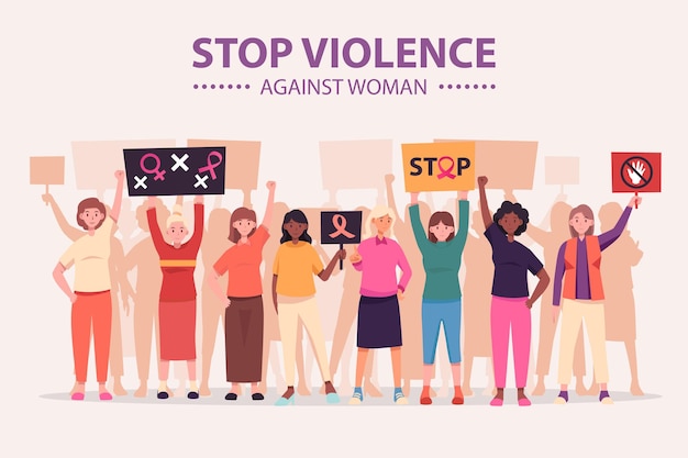 Stop Violance Against Women Parade Illustration