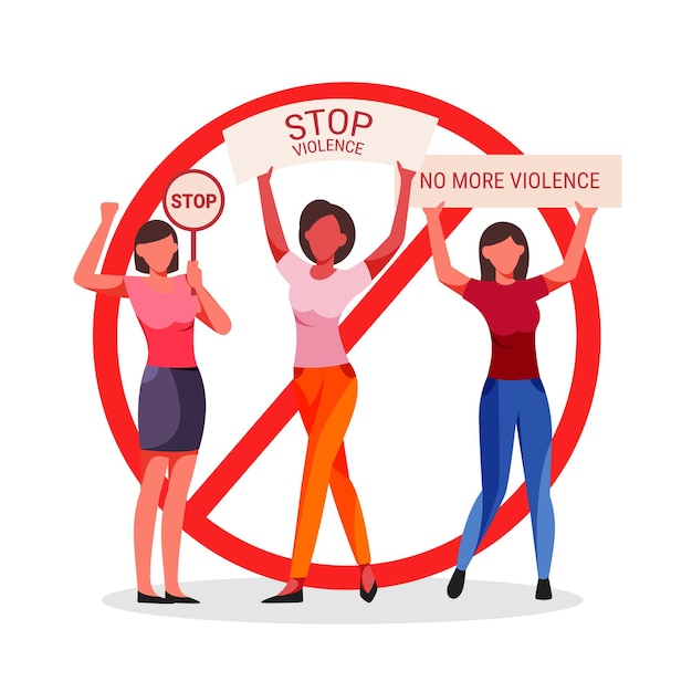 Vector stop violence against women, illustration stop violence against women