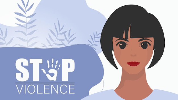 Stop violence A woman holds a banner in her hands International Day for the Elimination of Violence against Women Vector illustration