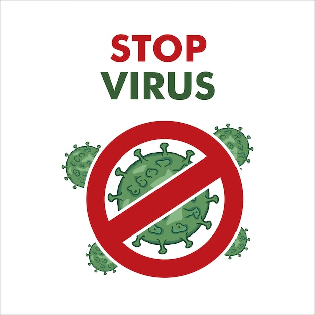 Vector stop virus coronavirus in platte ontwerp illustratie.