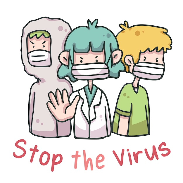 Stop the virus wearing face mask health workers  protection