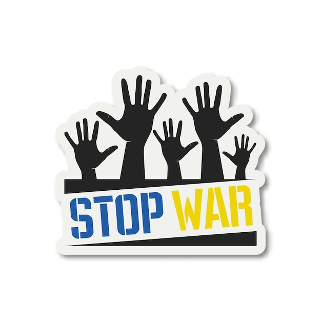 Stop War Anti War Call with Protest Symbol Hands of the Crowd of People Raised Up