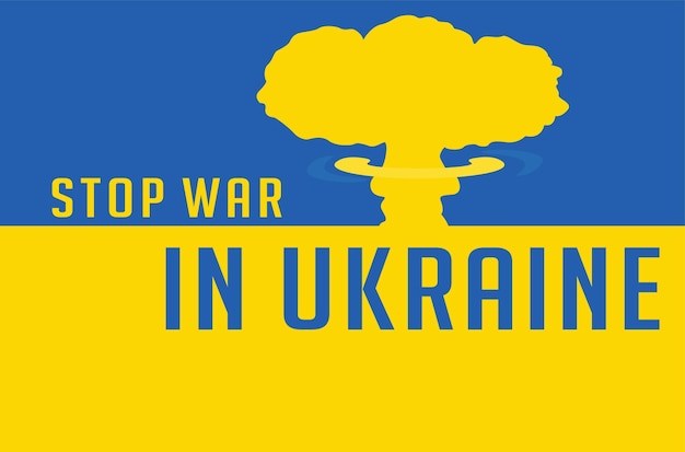 ベクトル ウクライナで戦争を停止ウクライナ対ロシア戦争ベクトルデザイン編集可能な黄青色