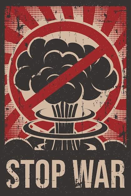 Vector stop war protest message retro poster