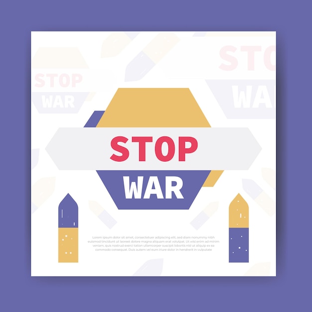 Stop war social media post template design premium vector