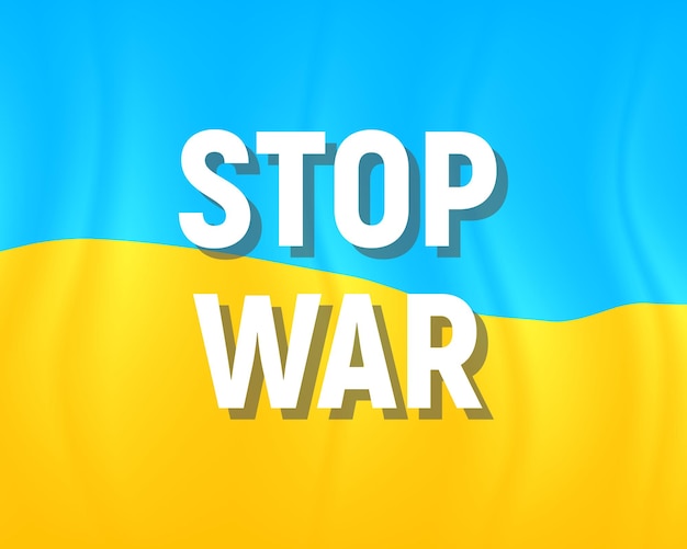 벡터 우크라이나 플래그 벡터 일러스트와 함께 전쟁 텍스트 중지 우크라이나 플래그 배경에 전쟁 중지