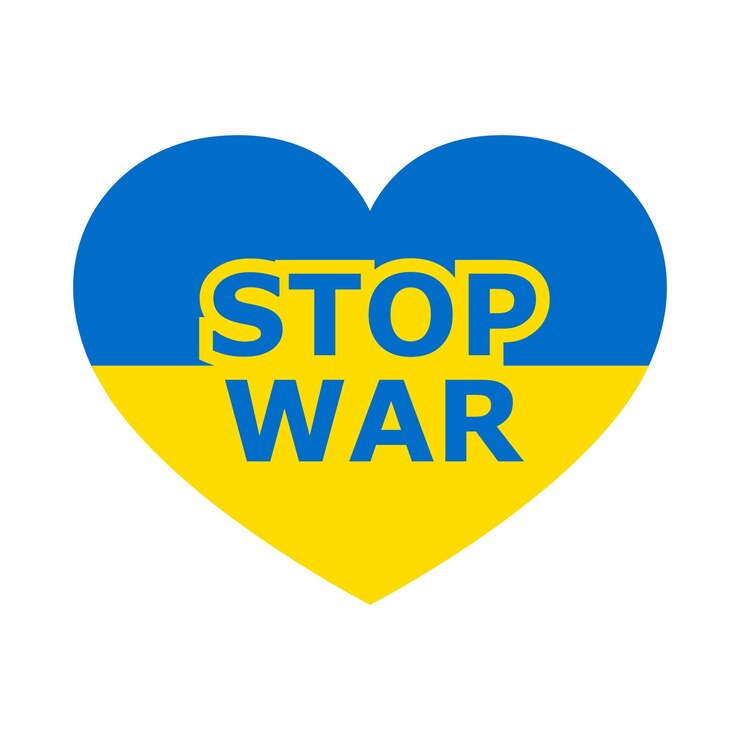 Vector stop war in ukraine flag of ukraine and heart shape struggle concept