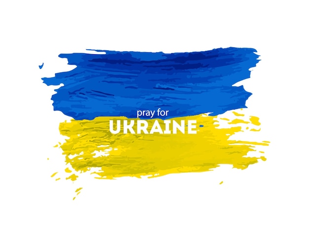 Stop war in ukraine support brush paint flag