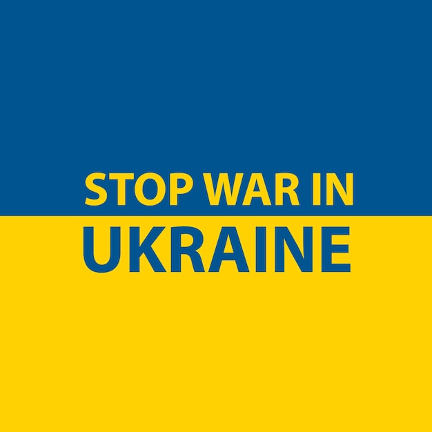 Stop war in ukraine text flat color