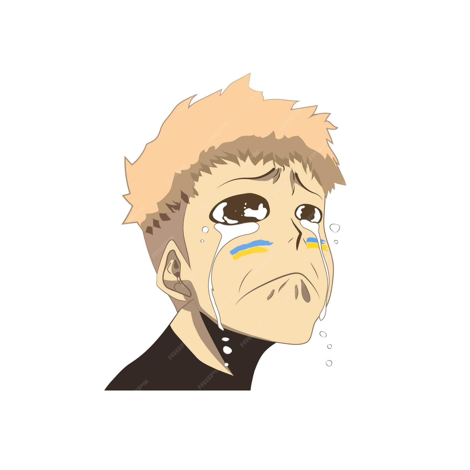 Premium Vector | Stop war in ukraine with anime crying character with the flag of ukraine on the face vector Premium Vector | Stop war in ukraine with anime crying character with the flag of ukraine on the face vector