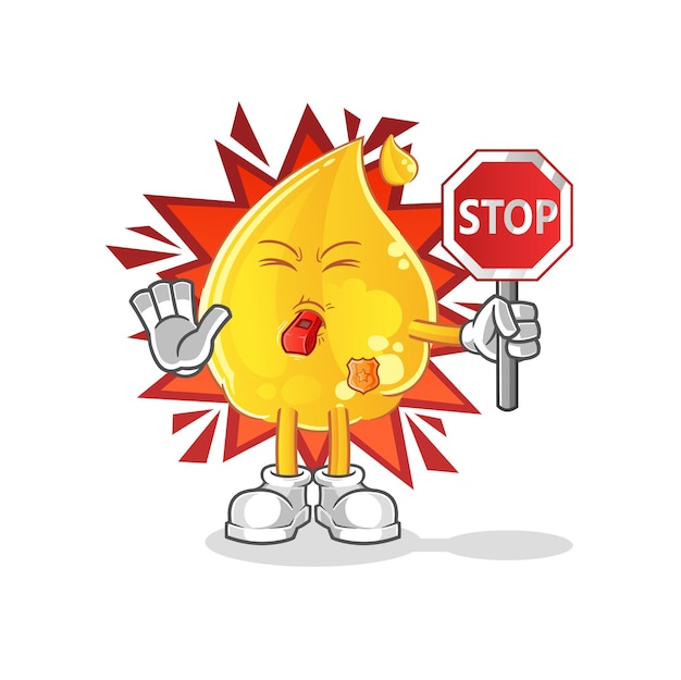 Stopbord met olie bedrijf. cartoon mascotte vector