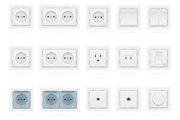 Stopcontact en schakelaar voor binnenshuis elektriciteitsbedrading voorraad vectorillustratie