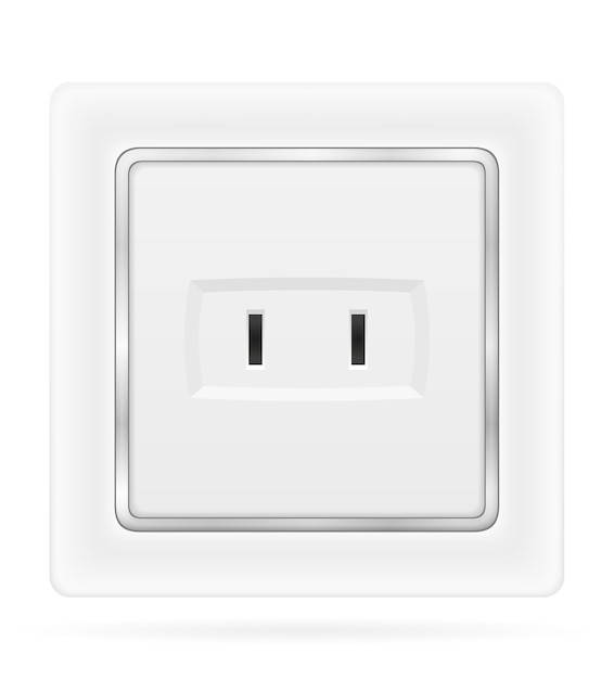 Stopcontact voor elektrische bedrading binnenshuis geïsoleerd op wit