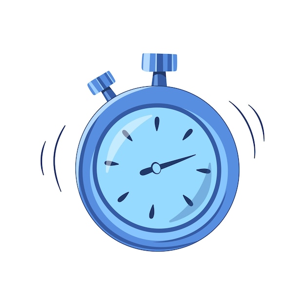 Stopwatch in cartoon style vector illustration Clock symbol for sport and quiz game