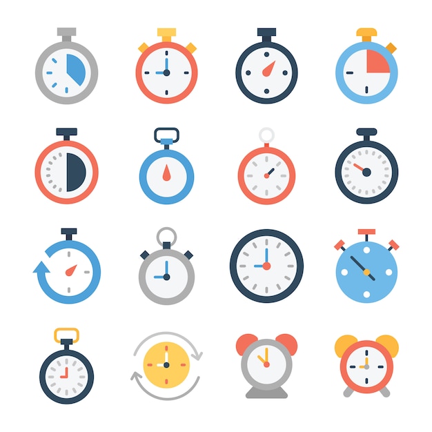 Stopwatch And Digital Clock Icons