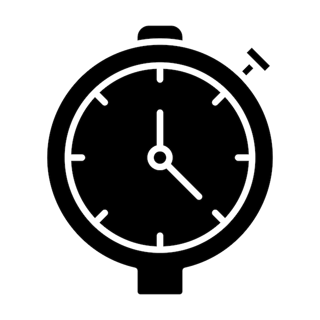 Stopwatch glyph effen zwarte afbeelding