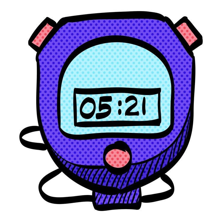 Vector stopwatch halftone icon hand drawn color vector illustration