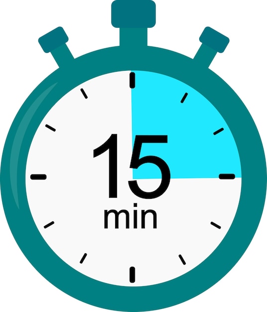 Stopwatch icon 15 minutes timer vector graphics