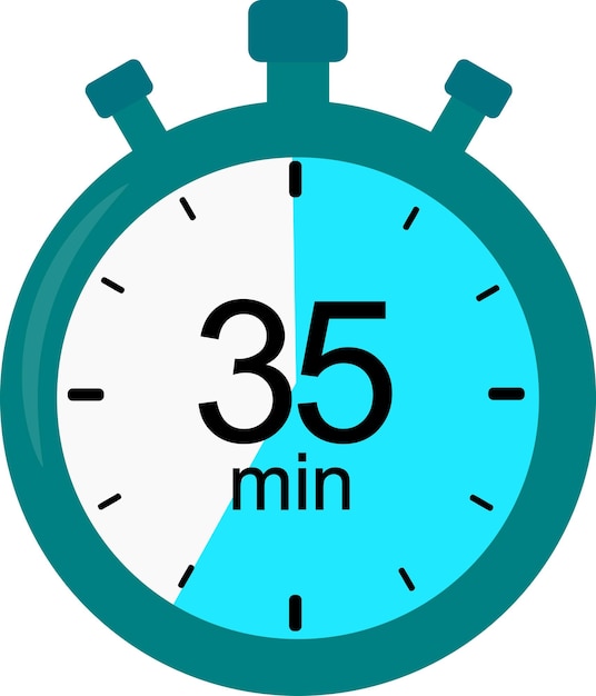 Stopwatch icon 35 minutes timer vector graphics