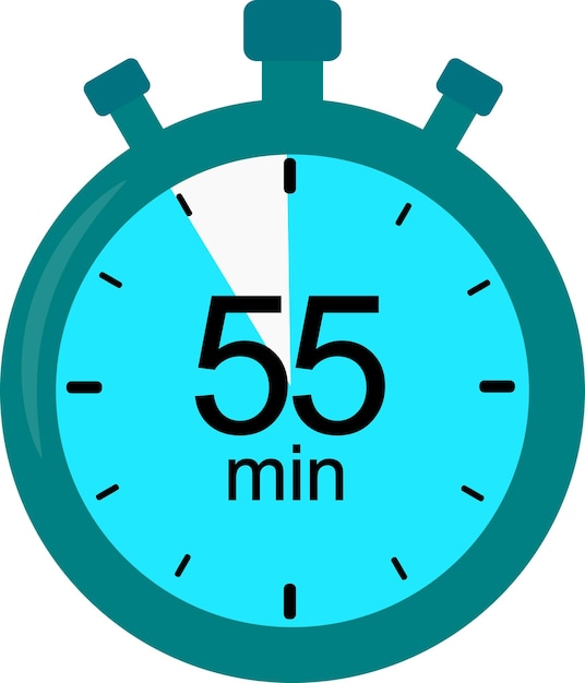 Stopwatch icon 55 minutes timer vector graphics