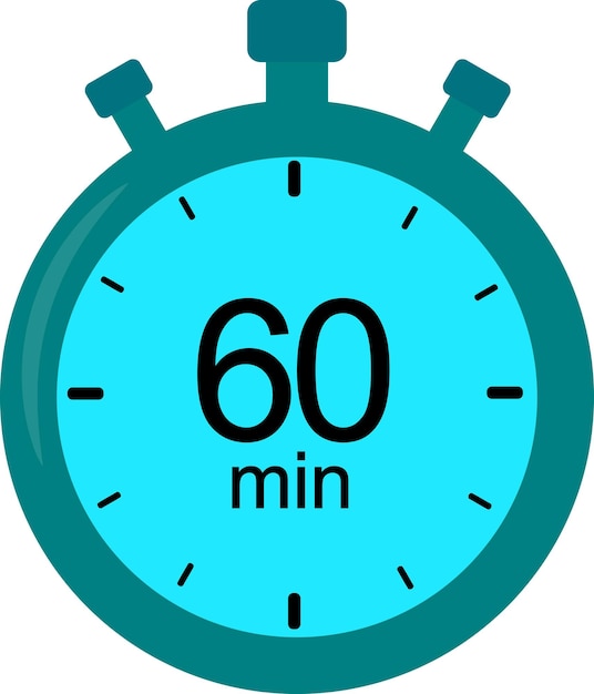 Stopwatch icon 60 minutes timer vector graphics