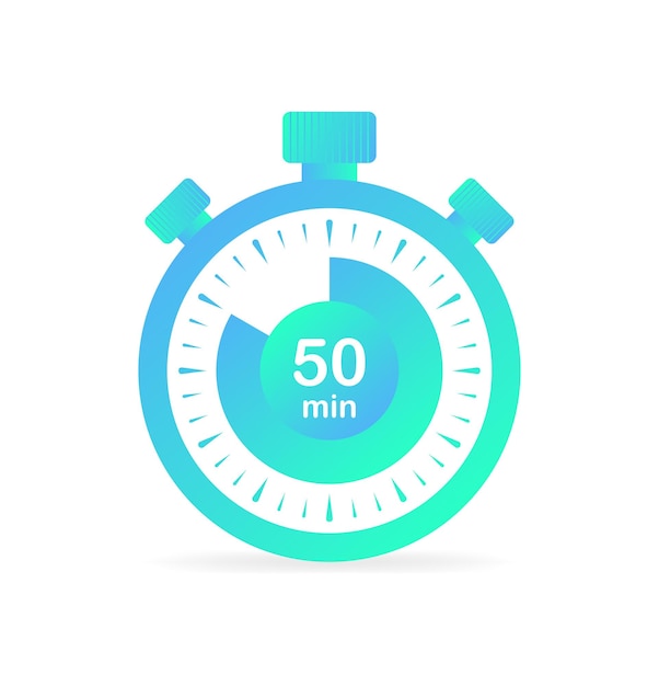 Vector stopwatch icon flat color minute timer 50 minutes left vector illustration