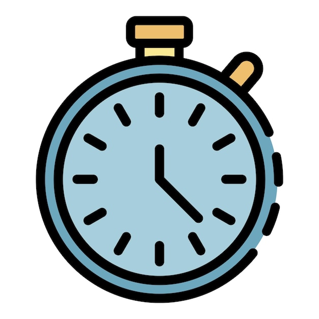 Stopwatch icon Outline stopwatch vector icon color flat isolated