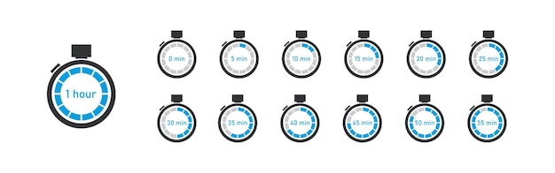 Stopwatch icon set Kookwekker in vlakke stijl Countdown geïsoleerde vector