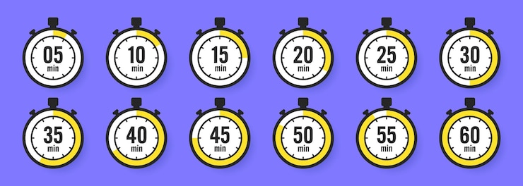 Vector stopwatch icons colorful simple chronometer time counter with dial countdown timer showing hours and