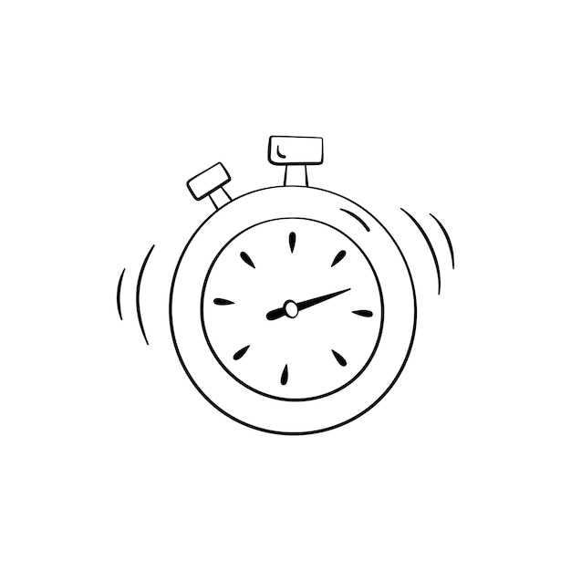 Stopwatch in doodle stijl vectorillustratie klok symbool voor sport en quiz game