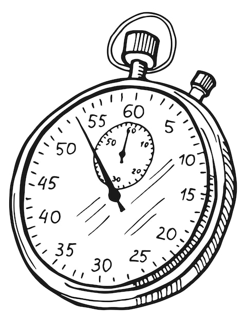 Vector stopwatch sketch sport clock icon deadline time symbol