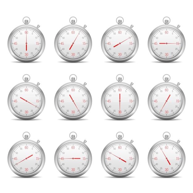 Stopwatch with different time vector eps10 illustration