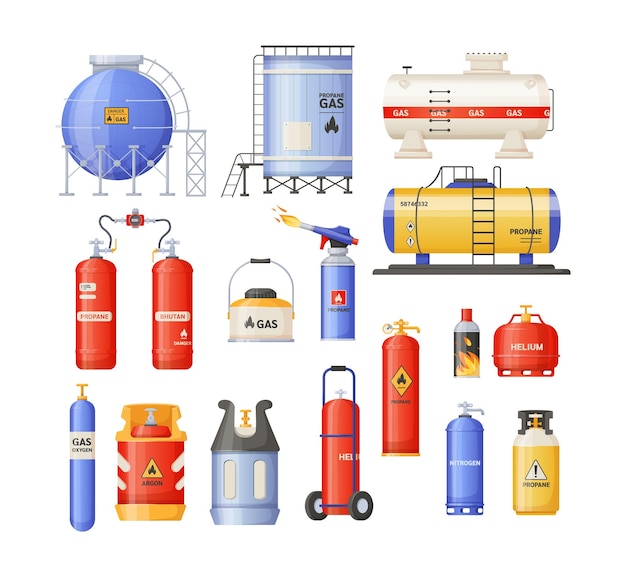 Vector storage cylindrical containers with liquefied compressed gas set