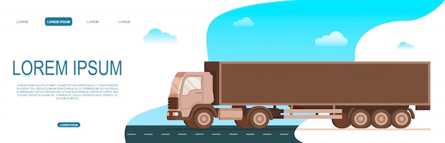 Vector storage freight delivery truck moving the road