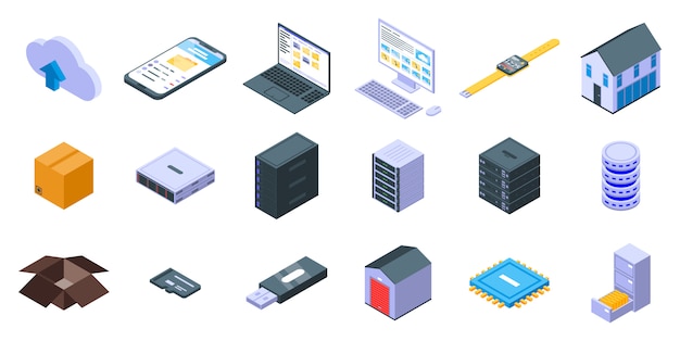 Storage icons set