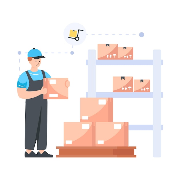 Storage racks in editable flat illustration design