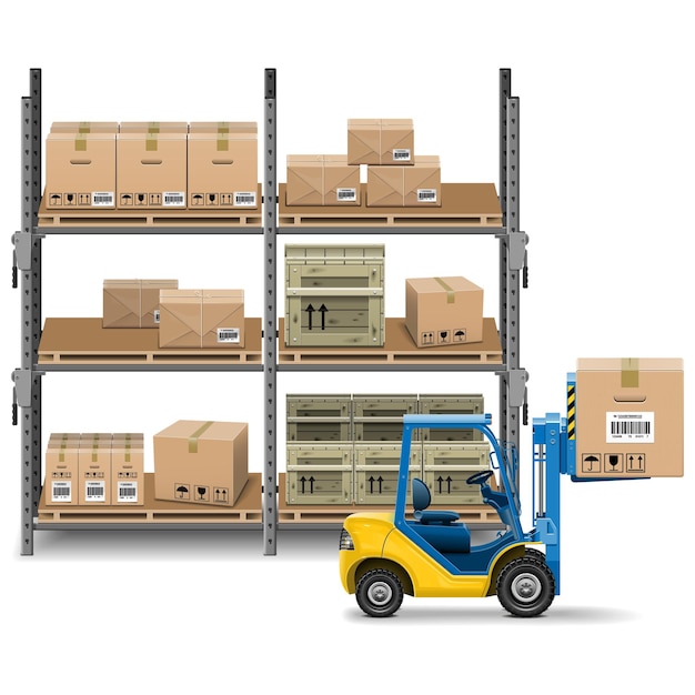 Storage with Forklift isolated on white