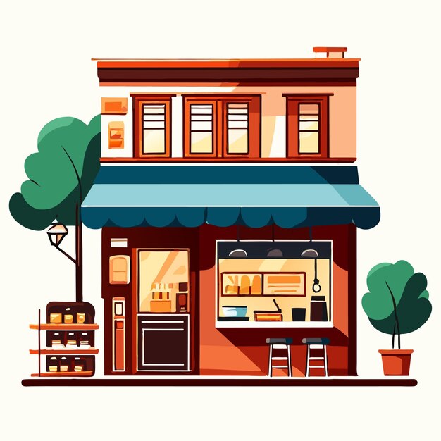 Vector store cake shop food market bakery hand drawn flat stylish cartoon sticker icon concept isolated