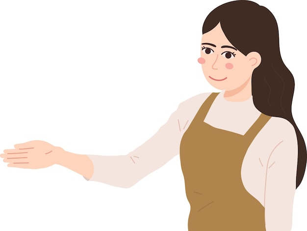 Store female clerk shop saleperson greeting illustration graphic cartoon art