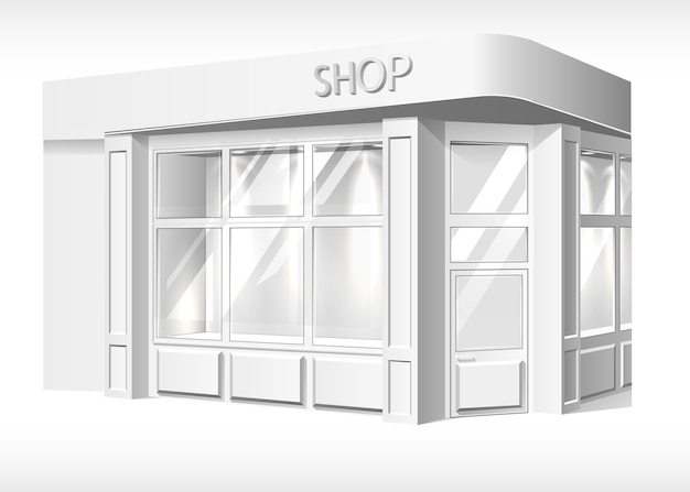 Store front exterior mockup. realistic stand booth, shop, boutique forepart template